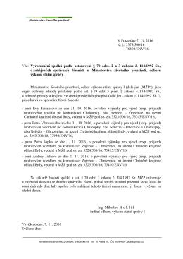 Vyrozumění - Ministerstvo životního prostředí