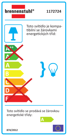 Toto svítidlo je kompa- tibilní se žárovkami energetických tříd: