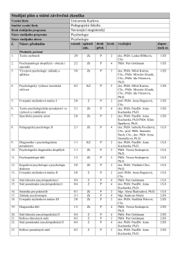 Psychologie - Pedagogická fakulta