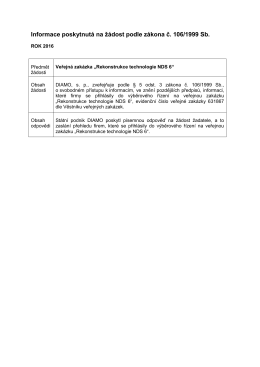 Informace poskytnutá na žádost podle zákona č. 106/1999 Sb.