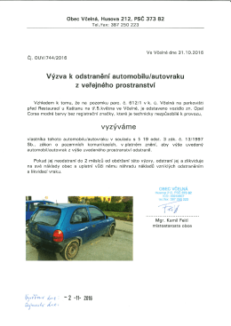 Výzva - Obec Včelná