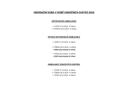 ORDINAČNÍ DOBA V DOBĚ VÁNOČNÍCH SVÁTKŮ 2016