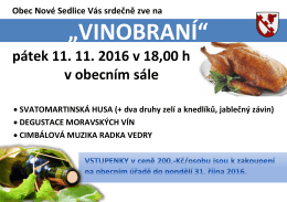 pátek 11. 11. 2016 v 18,00 h v obecním sále