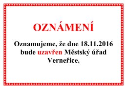 Oznámení - uzavření Městského úřadu ve Verneřicích