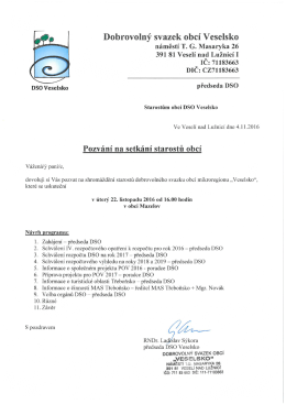 Pozv&aacute;nka na jedn&aacute;n&iacute; starostů DSO 22.11.2016