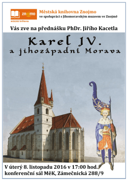 Vás zve na přednášku PhDr. Jiřího Kacetla