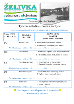 Týdenní nabídka – hotová kuchyně