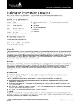 Maîtrise en intervention éducative