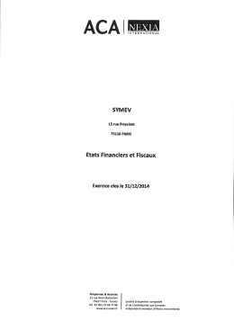 Comptes de l`exercice 2014
