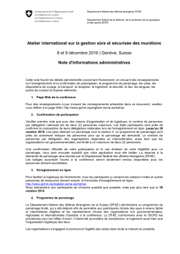Atelier international sur la gestion s&ucirc;re et s&eacute;curis&eacute;e des