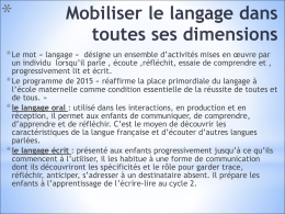 Mobiliser le langage dans toutes ses dimensions