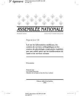 Loi sur les laboratoires m&eacute;dicaux, les centres de services