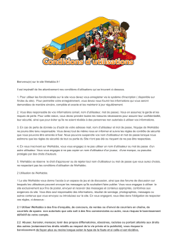 Conditions d`Utilisation