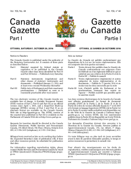 Canada Gazette, Part I