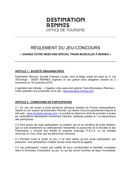 règlement du jeu-concours - Office de Tourisme de Rennes