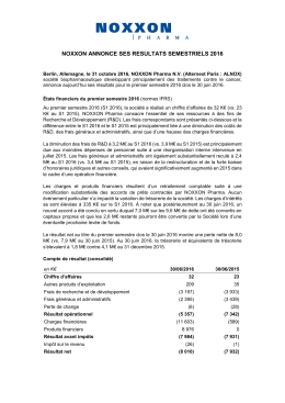 noxxon annonce ses resultats semestriels 2016