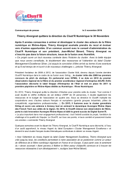 Thierry Alvergnat quittera la direction du Clust`R Num&eacute;rique le 30