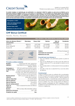 CHF Bonus Certificat Nestlé, Roche, Novartis