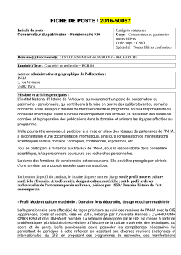 FICHE DE POSTE / 2016