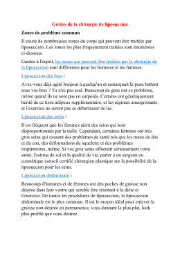 Guides de la chirurgie de liposuccion Zones de probl&egrave;me