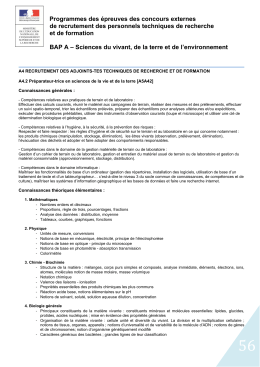 Programmes des épreuves des concours externes de recrutement