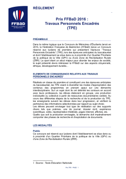 Prix FFBaD 2016 - Fédération Française De Badminton