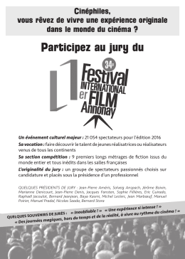 Participez au jury du - Festival International du Premier Film d