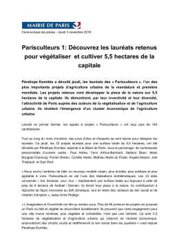 Parisculteurs 1: Découvrez les lauréats retenus