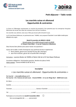 Petit d&eacute;jeuner &ndash; Table ronde Les march&eacute;s suisse