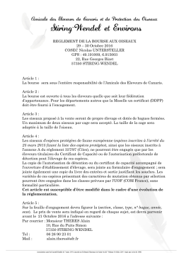 REGLEMENT DE LA BOURSE AUX OISEAUX 29 – 30 Octobre