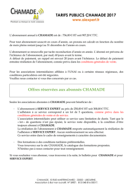TARIFS PUBLICS CHAMADE 2017 Offres r&eacute;serv&eacute;es aux