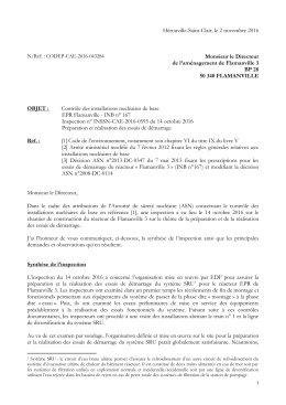04/11/2016 Lettre de suite d`inspection Essais de d&eacute;marrage