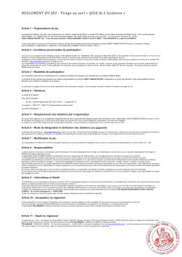 REGLEMENT DU JEU : Tirage au sort &laquo; QUIZ de L`isolation &raquo;