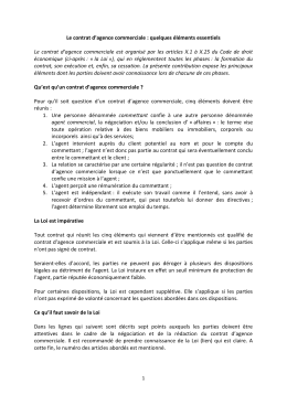 Le contrat d`agence commerciale
