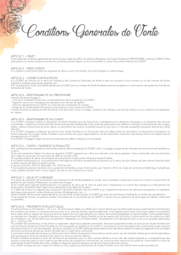 Conditions G&eacute;n&eacute;rales de Vente