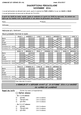 Inscription périscolaire novembre - Vienne-en-Val