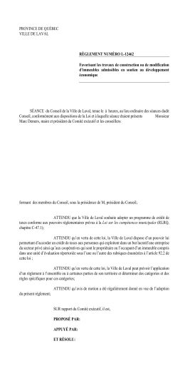 Règlement L-12462 - Développement économique de Ville de Laval