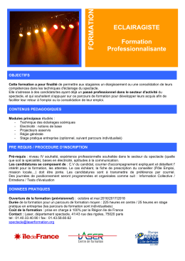 Fiche d`information ECLAIRAGISTE