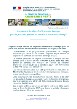 Doublement des objectifs d`économies d`énergie pour la prochaine