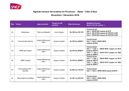 Agenda travaux ferroviaires en Provence - Alpes