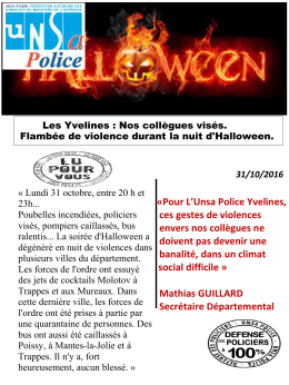 «Pour L`Unsa Police Yvelines, ces gestes de violences envers nos