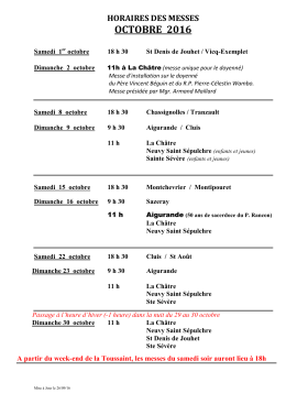 HORAIRES DE MESSES