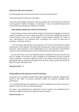 Visites de la ville et de la forteresse Les visites guid&eacute;es de la