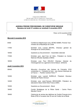 AGENDA PRESSE PREVISIONNEL DE CHRISTOPHE SIRUGUE