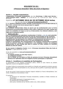 REGLEMENT DU JEU - Jeu Princesse Amandine&reg;