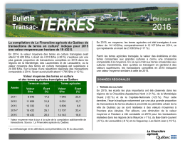 Bulletin Transac-terres 2016 - La Financi&egrave;re agricole du Qu&eacute;bec
