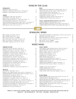 White Wines Wines by the Glass Sparkling Wines