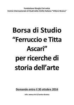 Borsa di Studio per ricerche di storia dell`arte