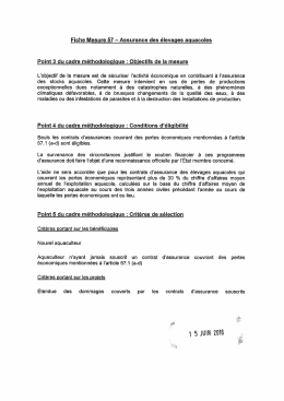 Page 1 Fiche Mesure 57 = Assurance des &eacute;levages aquacoles Point