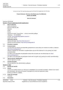 France-Soissons: Services d`architecte pour les